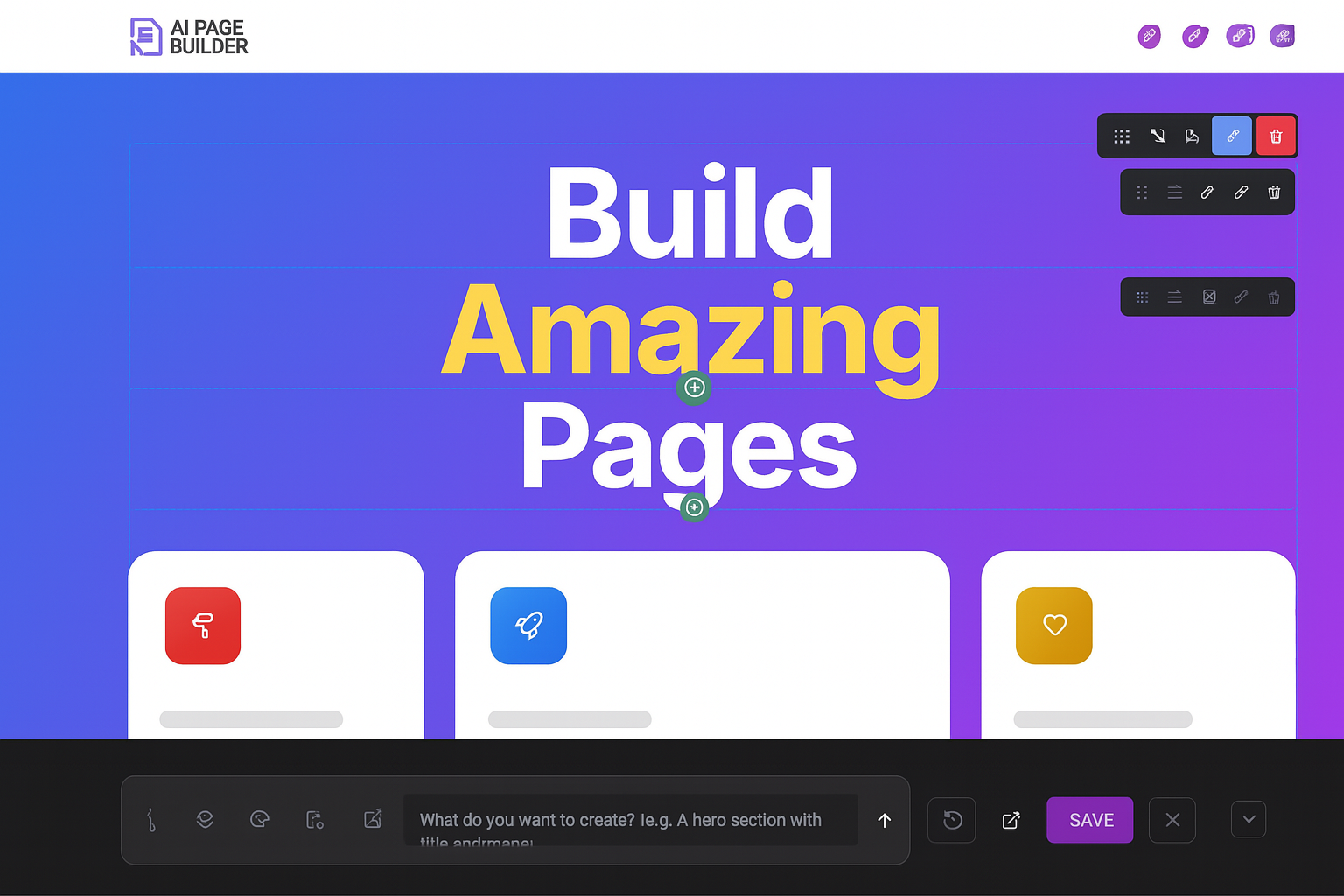 AI Page Builder Interface Dashboard